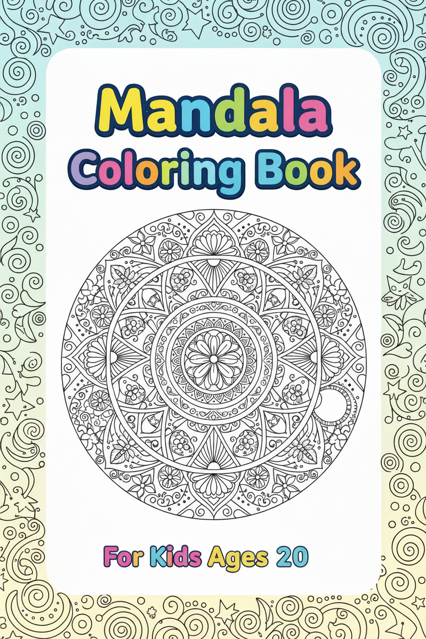 Mandala Coloring Book cover for ages 5-20